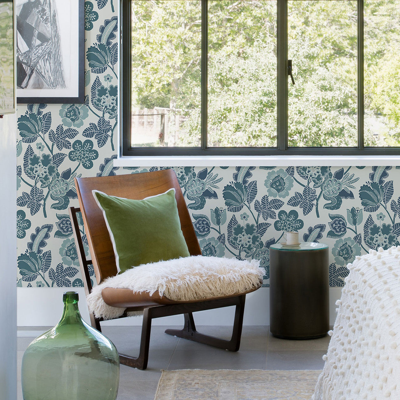 FD26340 Jacobean Happy Teal Wallpaper by A Street Prints