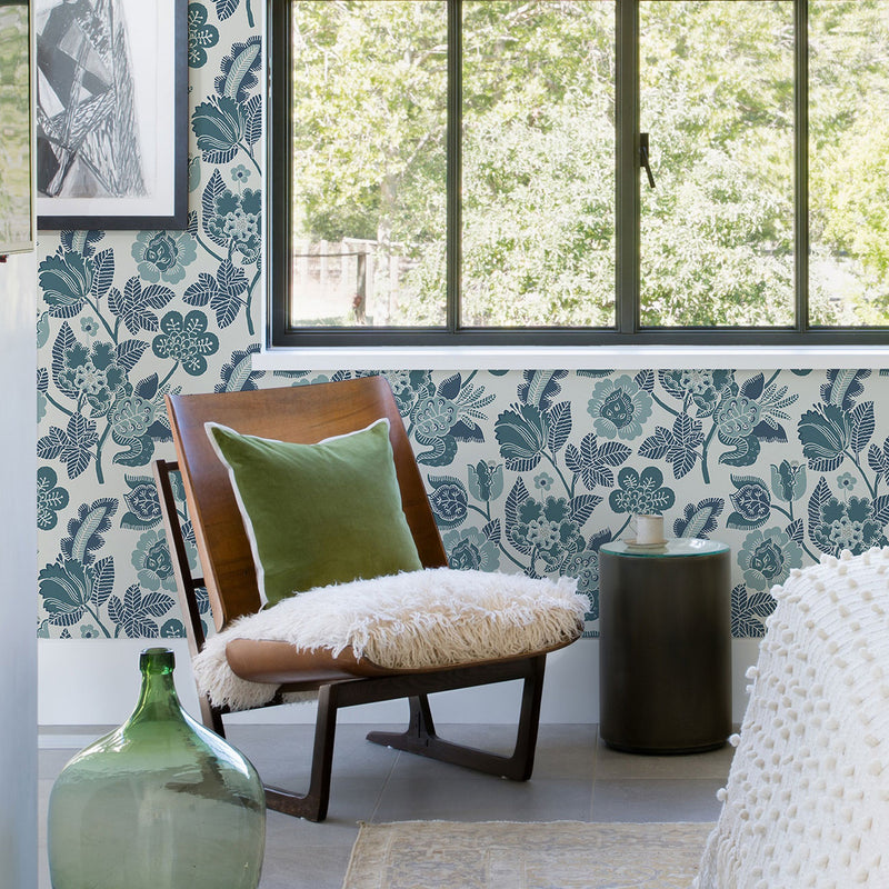 FD26340 Jacobean Happy Teal Wallpaper by A Street Prints