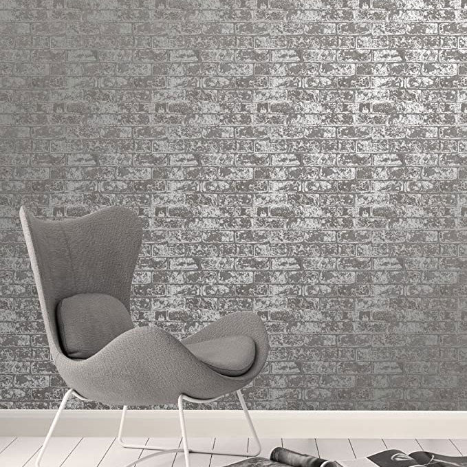 FD41956 Loft Brick Grey Wallpaper by Fine Décor