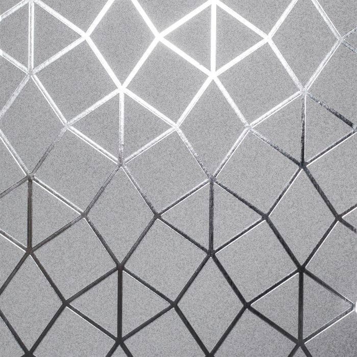 FD42489 Platinum Luxury Foil Geometric Silver Wallpaper by Fine Decor