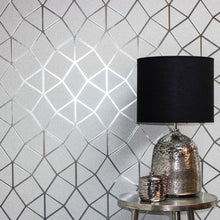 FD42489 Platinum Luxury Foil Geometric Silver Wallpaper by Fine Decor