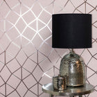 FD42561 Platinum Luxury Foil Geometric Pink Wallpaper by Fine Decor