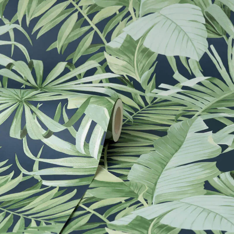 FD42851 Maui Tropical Navy Blue Wallpaper by Fine Decor
