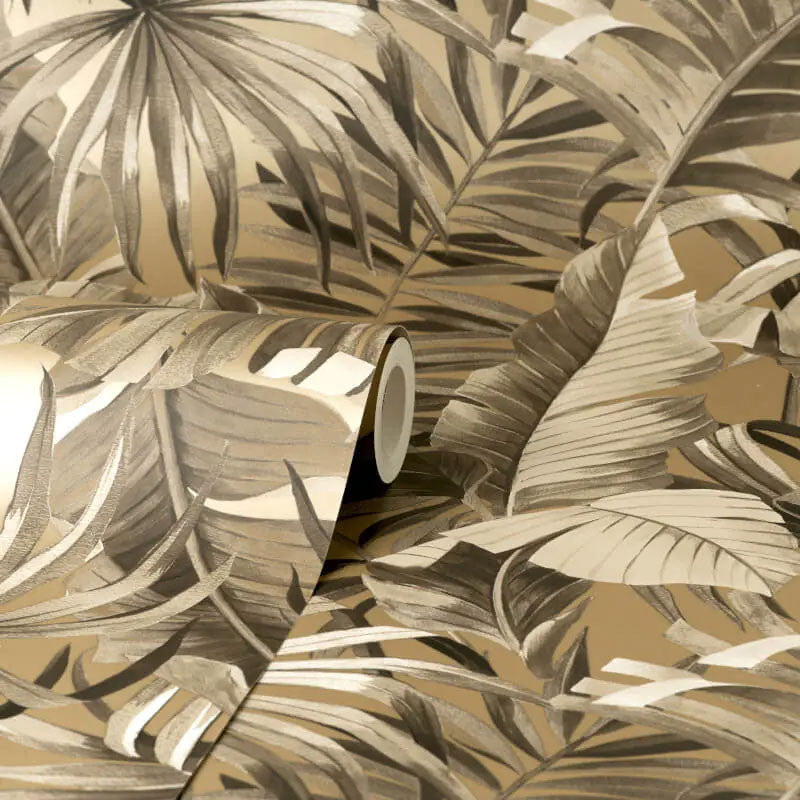 FD42853 Maui Tropical Gold Wallpaper by Fine Decor