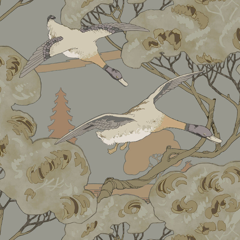 FG102/A116 Grand Flying Duck Icons Wallpaper by Mulberry Home
