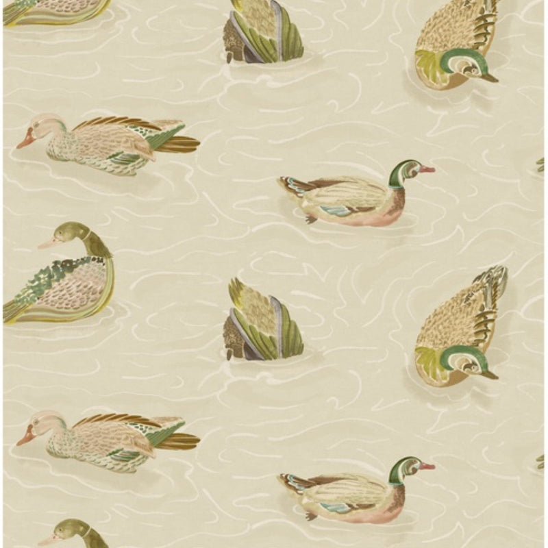 FG122.S48 Duck Pond Emerald/Stone Country Walk Wallpaper by Mulberry H