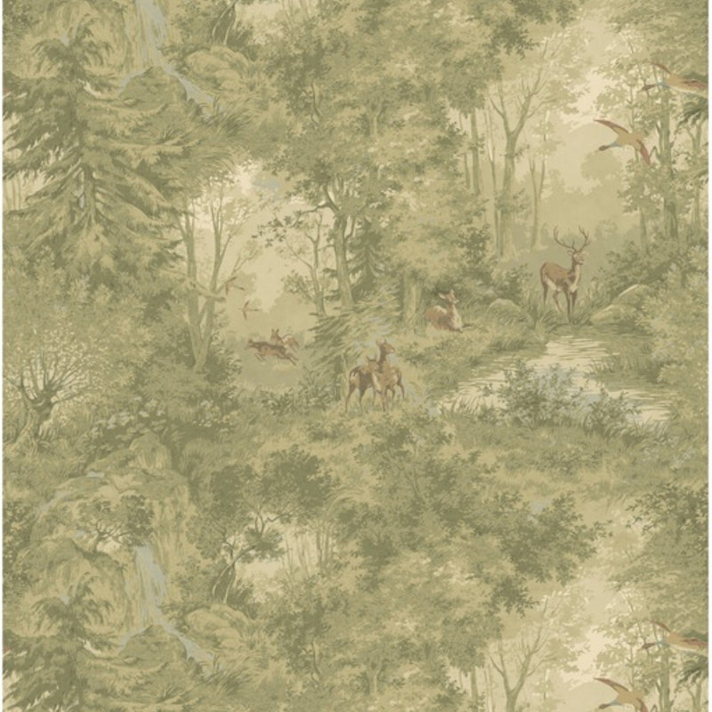 FG124.A52 Mulberry Woodland Misty Morning Country Walk Wallpaper by Mu