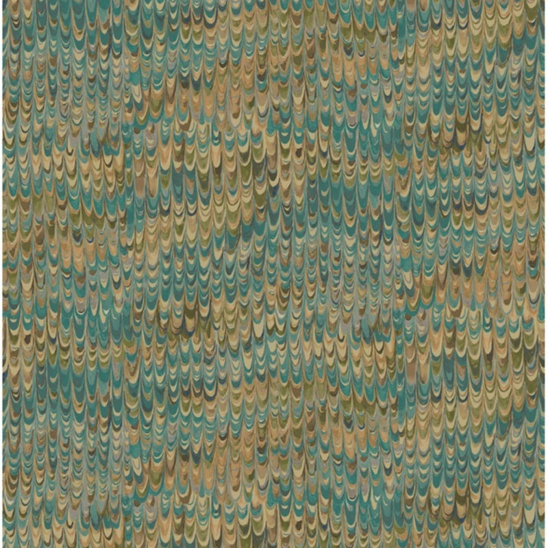 FG126.R11 End Paper Teal Country Walk Wallpaper by Mulberry Home