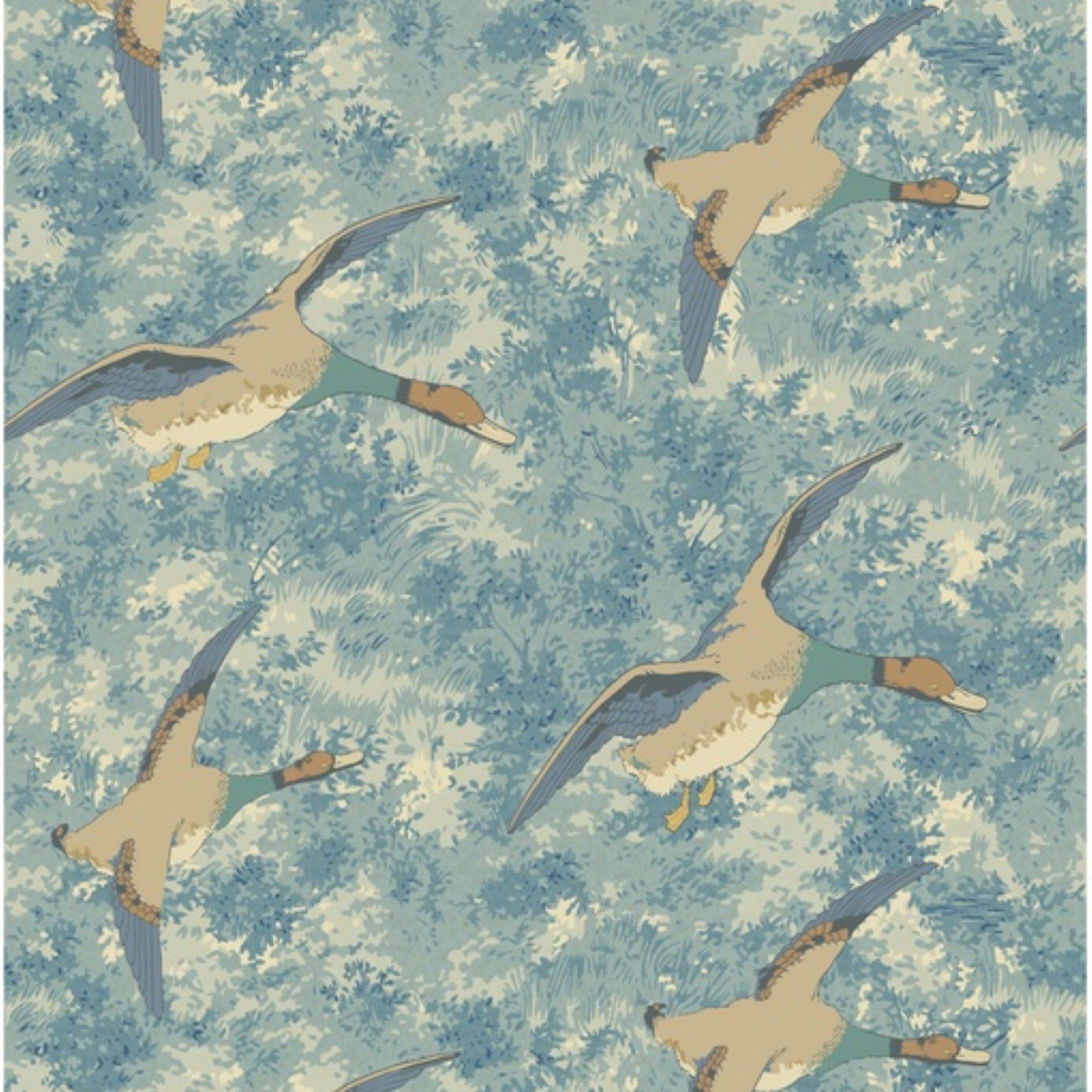 FG128.H101 Forest Ducks Blue Country Walk Wallpaper by Mulberry Home