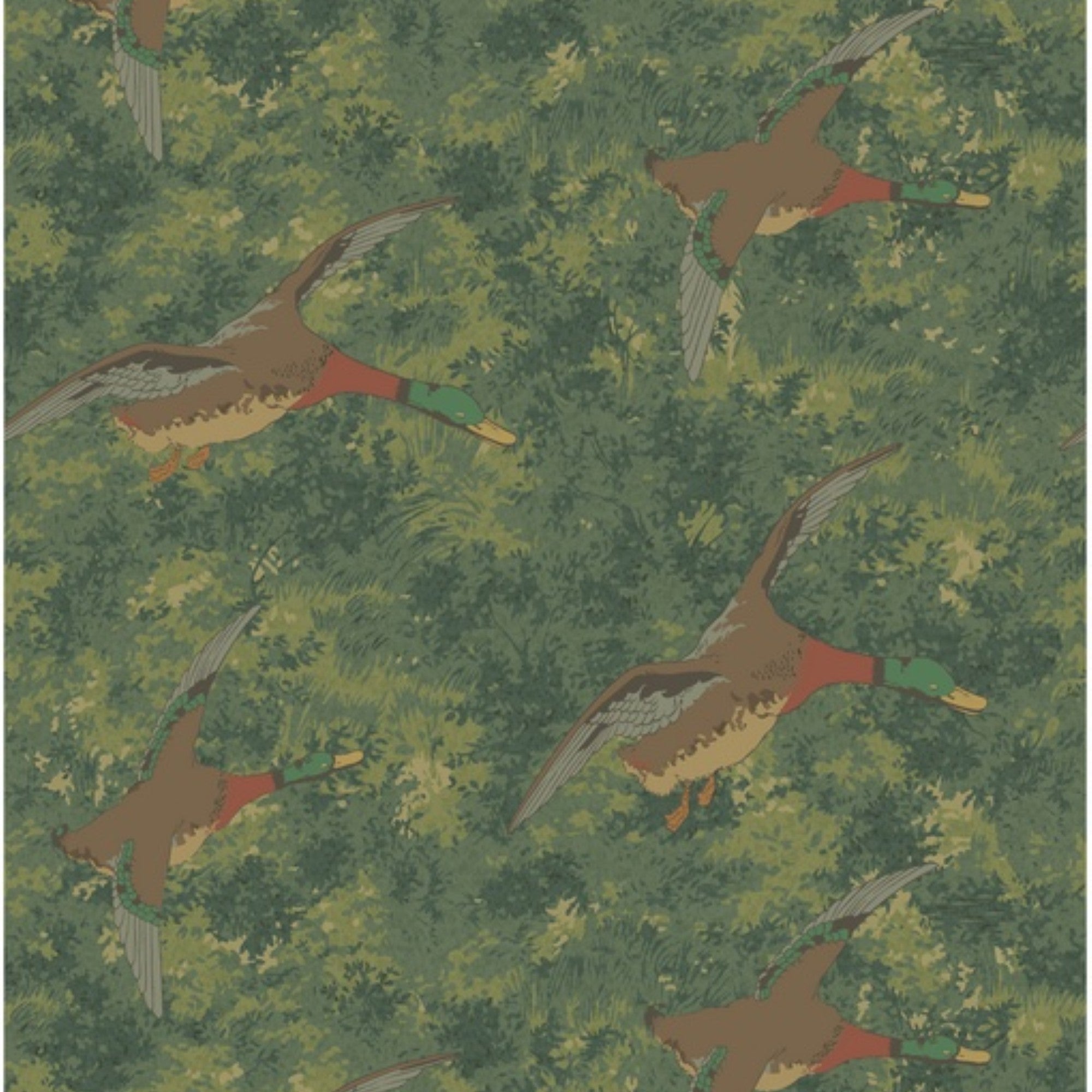 FG128.S16 Forest Ducks Emerald Country Walk Wallpaper by Mulberry Home