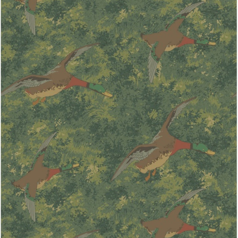 FG128.S16 Forest Ducks Emerald Country Walk Wallpaper by Mulberry Home