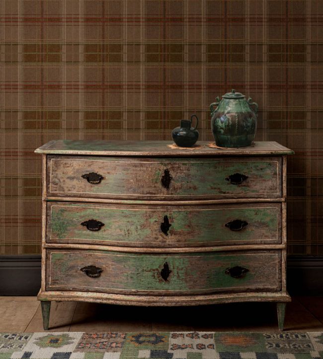 FG129.K74 Shetland Plaid Espresso Garden Party 2 Wallpaper by Mulberry