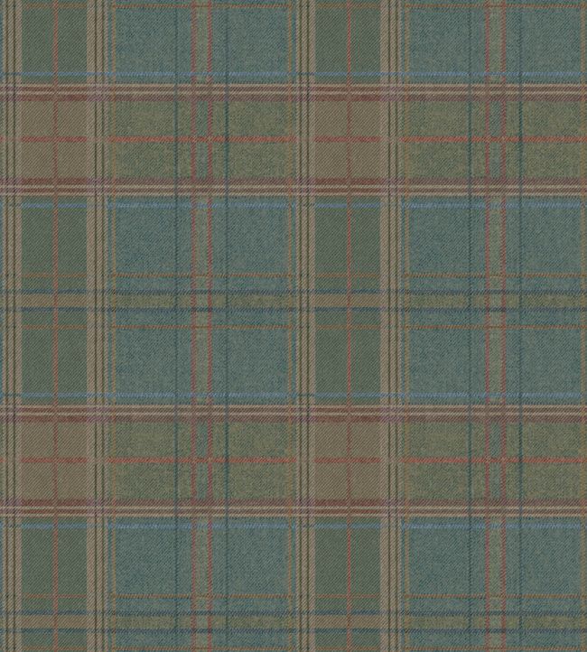FG129.R11 Shetland Plaid Teal Garden Party 2 Wallpaper by Mulberry Hom