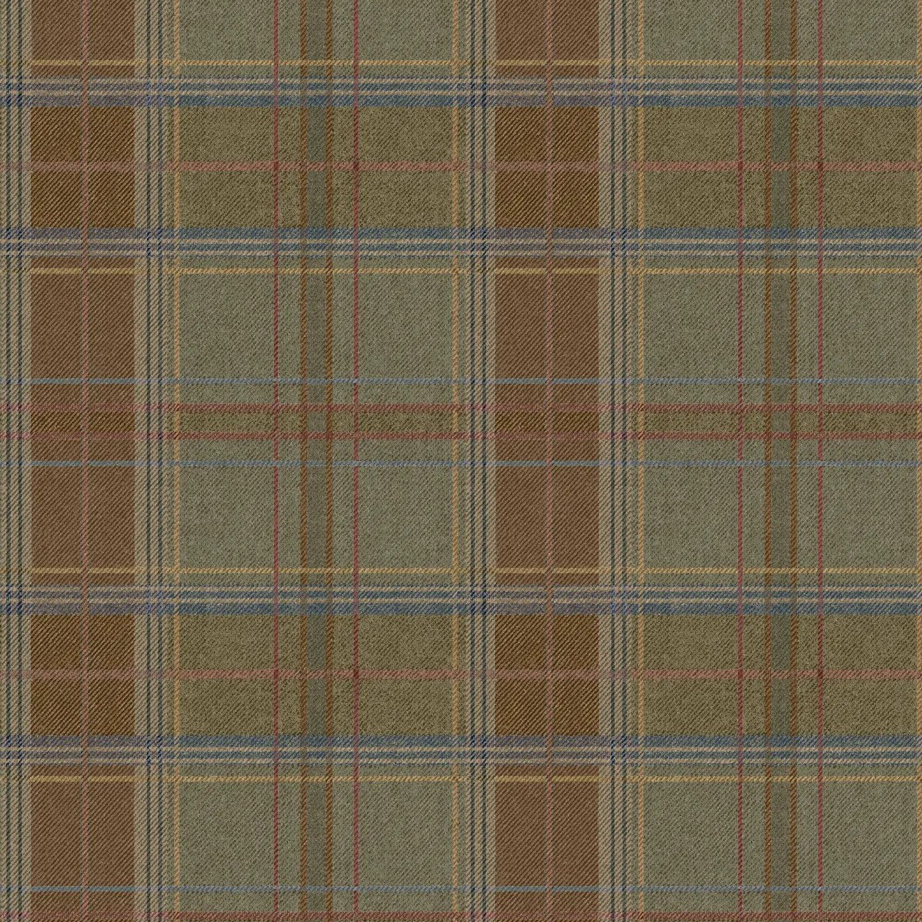 Shetland Plaid Lovat Garden Party Wallpaper by Mulberry Home