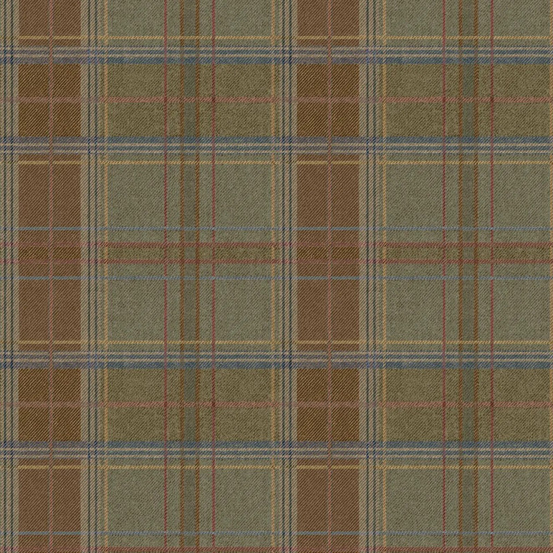 Shetland Plaid Lovat Garden Party Wallpaper by Mulberry Home