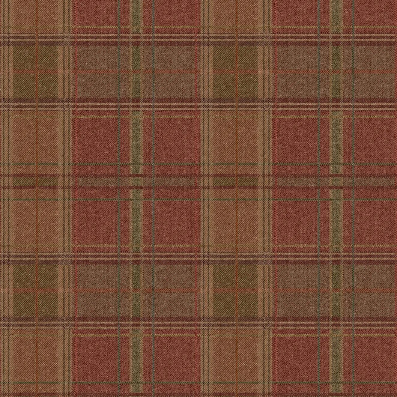 FG129_V55Shetland Plaid Russet Garden Party Wallpaper by Mulberry Home