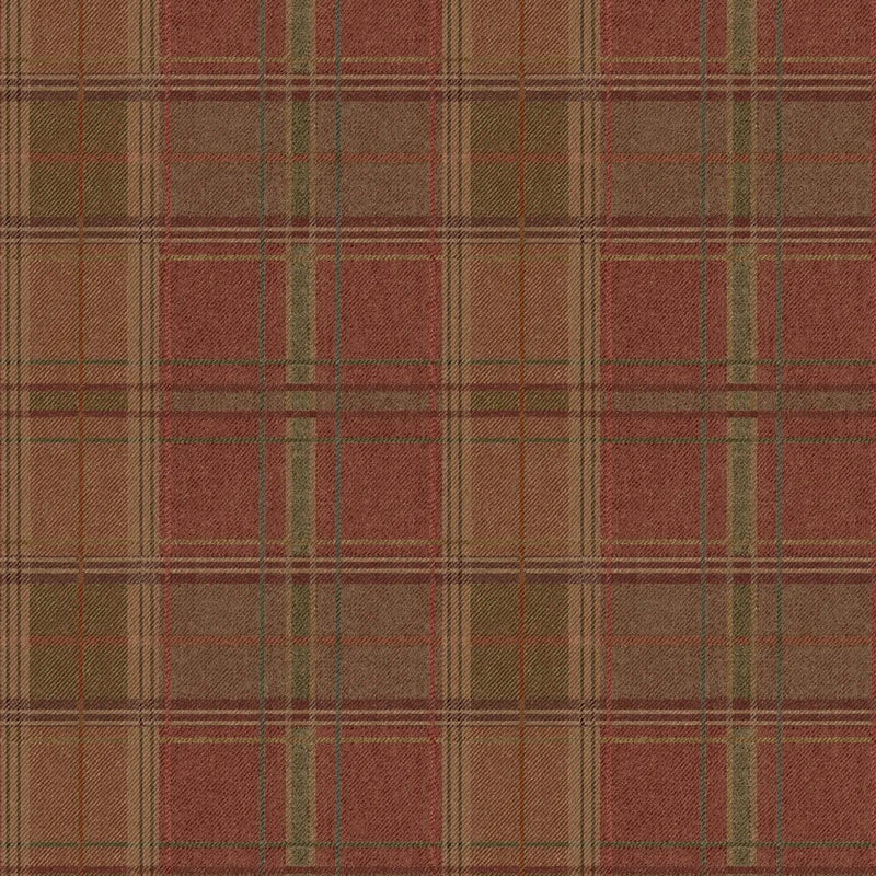 FG129_V55Shetland Plaid Russet Garden Party Wallpaper by Mulberry Home