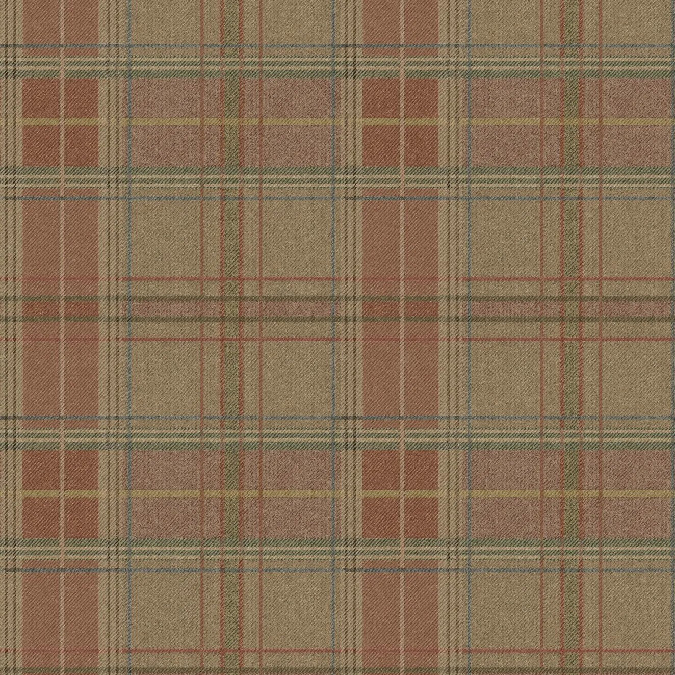 Shetland Plaid Quartz Garden Party Wallpaper by Mulberry Home