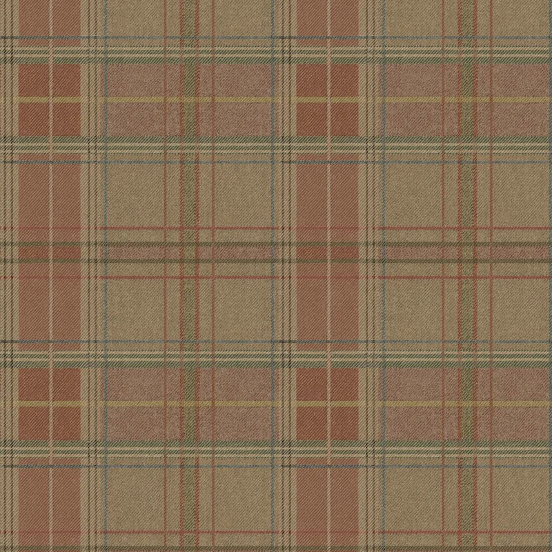 Shetland Plaid Quartz Garden Party Wallpaper by Mulberry Home