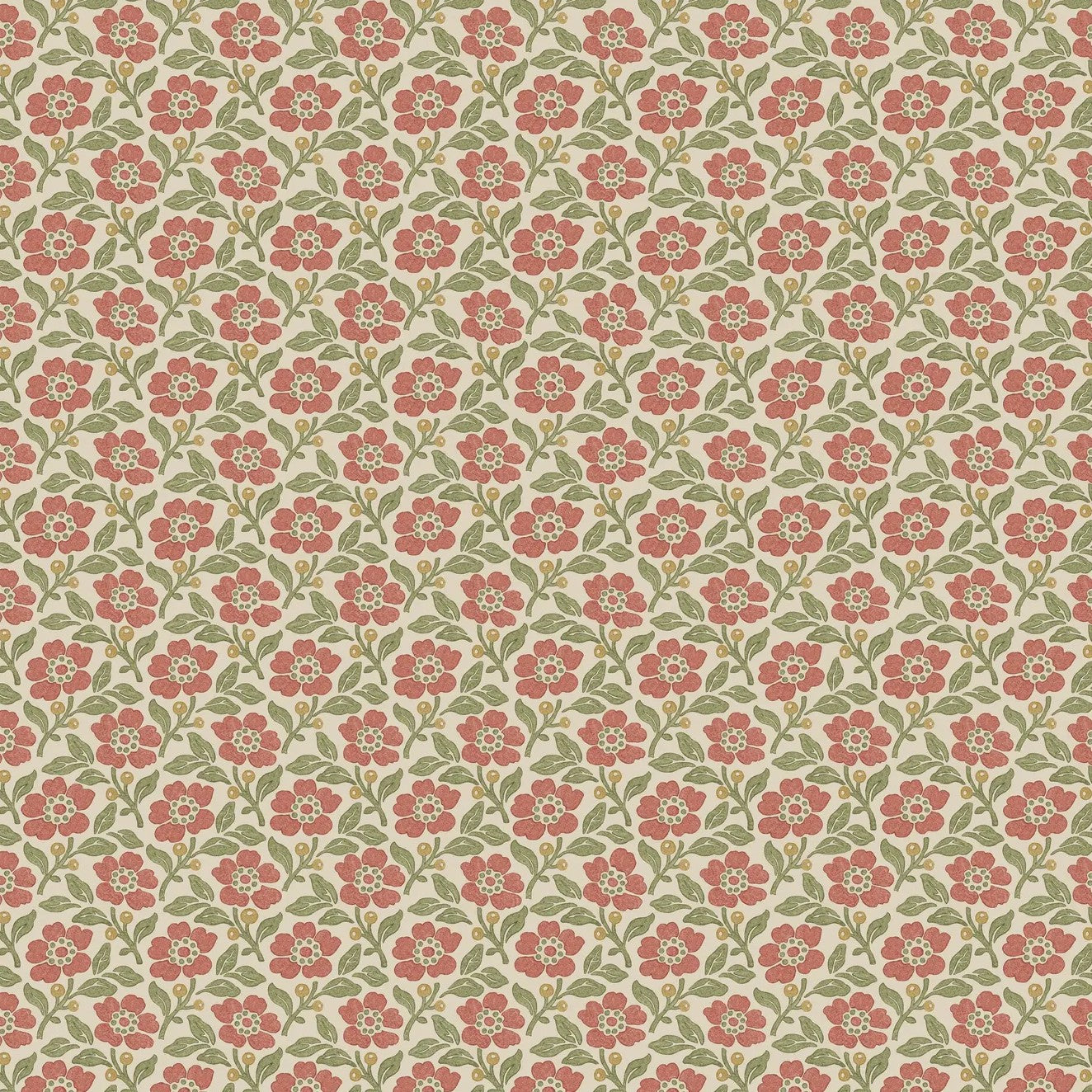 Martock Sprig Red/Green Garden Party Wallpaper by Mulberry Home