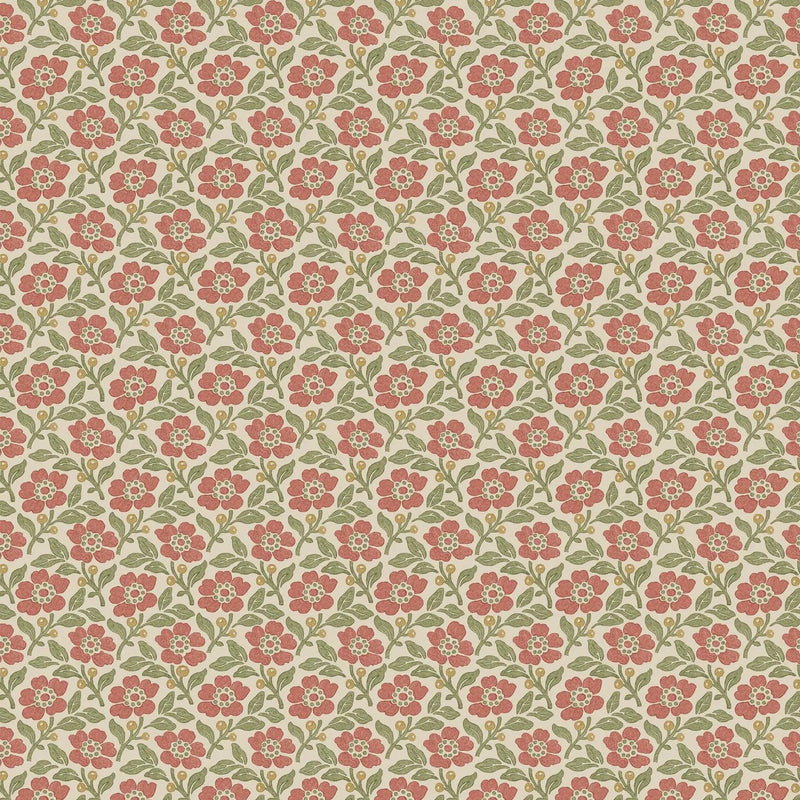 Martock Sprig Red/Green Garden Party Wallpaper by Mulberry Home