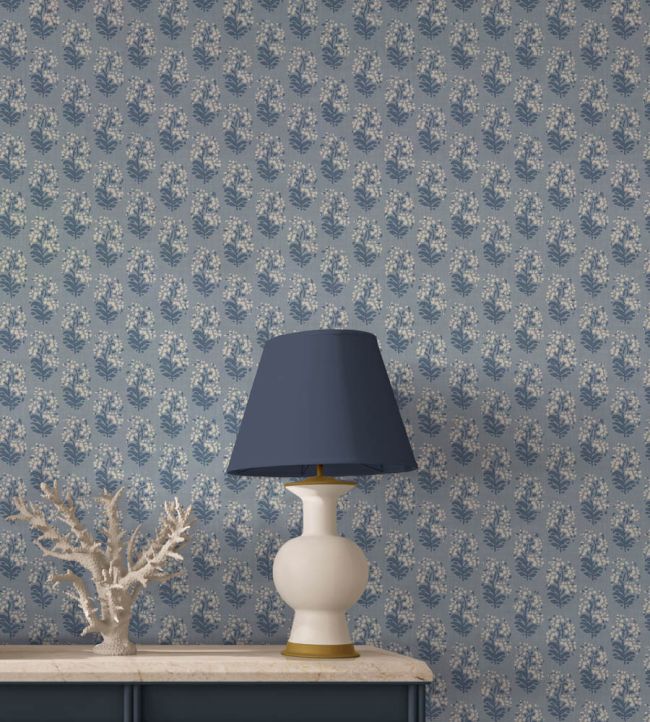 FG133.G34 Heirloom Sprig Denim Garden Party 2 Wallpaper by Mulberry Ho