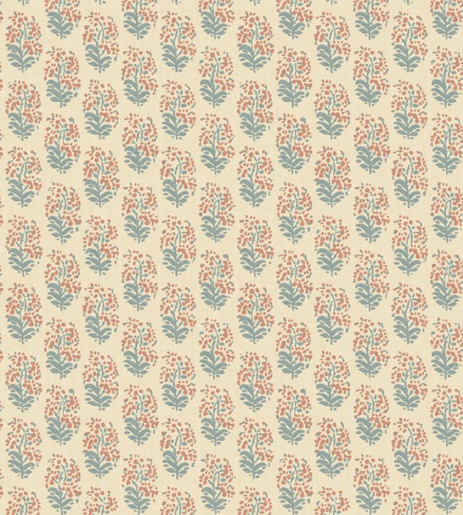 FG133.R50 Heirloom Sprig Teal/Spice Garden Party 2 Wallpaper by Mulber