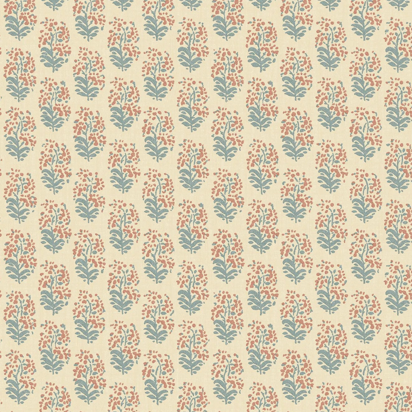 Heirloom Sprig Teal/Spice Garden Party Wallpaper by Mulberry Home
