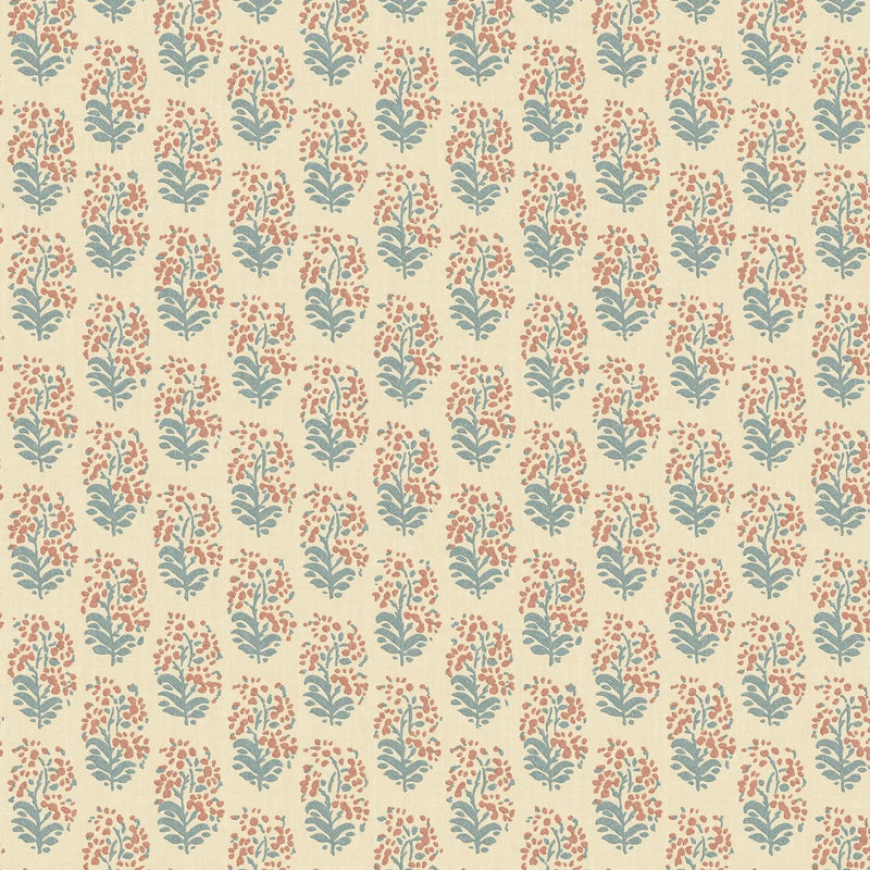 Heirloom Sprig Teal/Spice Garden Party Wallpaper by Mulberry Home