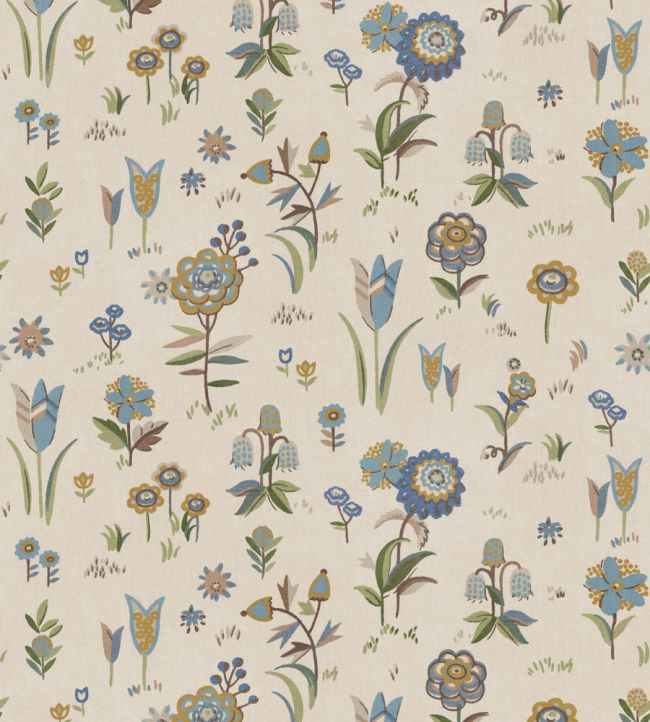 FG135.H101 Firle Meadow Blue Garden Party 2 Wallpaper by Mulberry Home