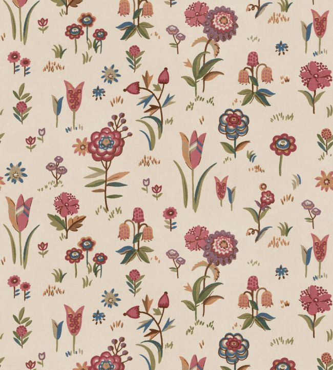 FG135.V90 Firle Meadow Red/Green Garden Party 2 Wallpaper by Mulberry 