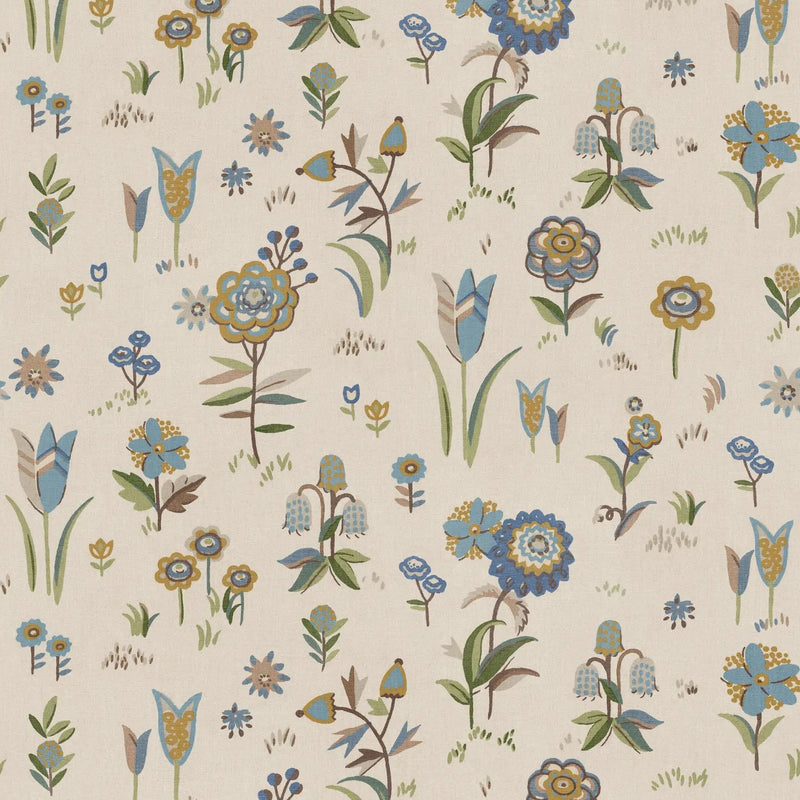 Firle Meadow Blue Garden Party Wallpaper by Mulberry Home