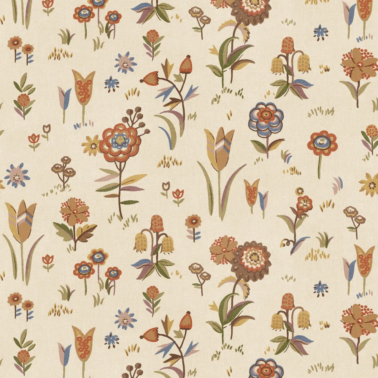Firle Meadow Spice Garden Party Wallpaper by Mulberry Home