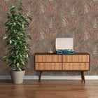 FL61112 Grafic Leaves Motif Flourish Beige and Brown Wallpaper By Galerie