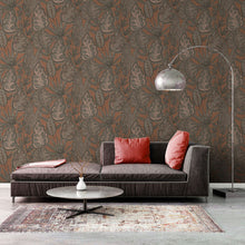 FL61112 Grafic Leaves Motif Flourish Beige and Brown Wallpaper By Galerie