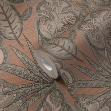 FL61112 Grafic Leaves Motif Flourish Beige and Brown Wallpaper By Galerie
