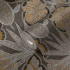FL61113 Grafic Leaves Motif Flourish Beige and Brown Wallpaper By Galerie