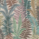Fern Leaves Motif Flourish Beige and Blue Wallpaper By Galerie