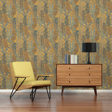 FL61117 Fern Leaves Motif Flourish Brown and Yellow Wallpaper By Galerie