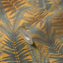 FL61117 Fern Leaves Motif Flourish Brown and Yellow Wallpaper By Galerie