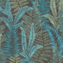 FL61118 Fern Leaves Motif Flourish Blue and Green Wallpaper By Galerie