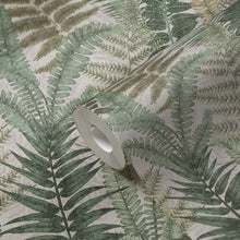 FL61119 Fern Leaves Motif Flourish Brown and Cream Wallpaper By Galerie