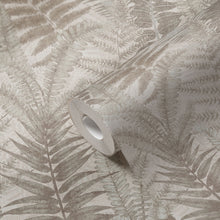FL61120 Fern Leaves Motif Flourish Beige and Cream Wallpaper By Galerie