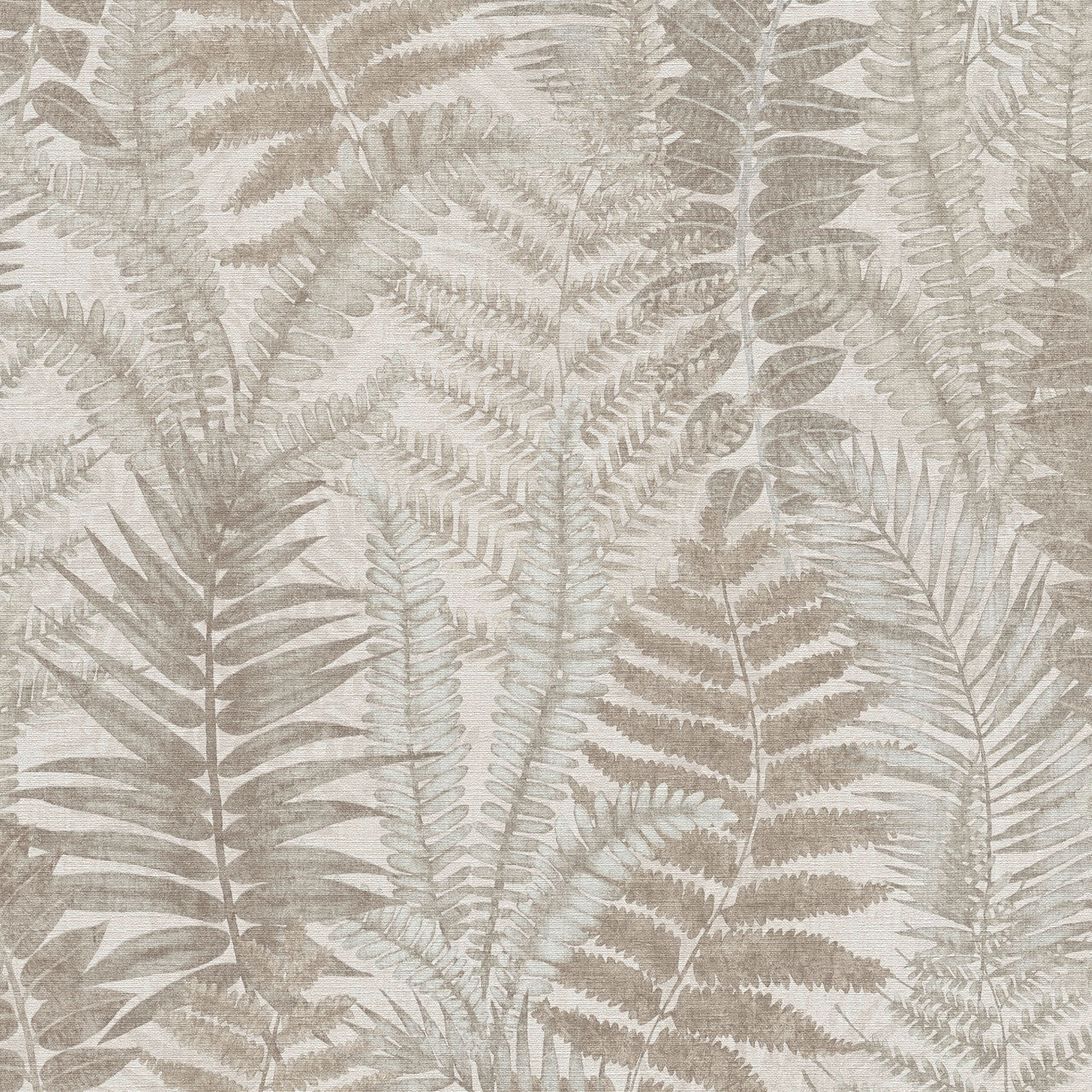 FL61120 Fern Leaves Motif Flourish Beige and Cream Wallpaper By Galerie