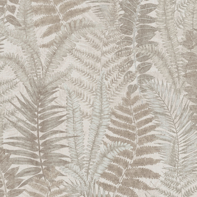 FL61120 Fern Leaves Motif Flourish Beige and Cream Wallpaper By Galerie