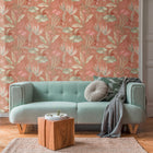 FL61122 Mix Leaves Motif Flourish Beige and Green Wallpaper By Galerie