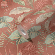 FL61122 Mix Leaves Motif Flourish Beige and Green Wallpaper By Galerie