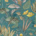 Mix Leaves Motif Flourish Blue and Yellow Wallpaper By Galerie