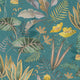 Mix Leaves Motif Flourish Blue and Yellow Wallpaper By Galerie