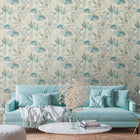 FL61124 Mix Leaves Motif Flourish Beige and Grey Wallpaper By Galerie